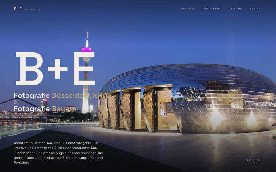 Screenshot der Website B+E Fotografie