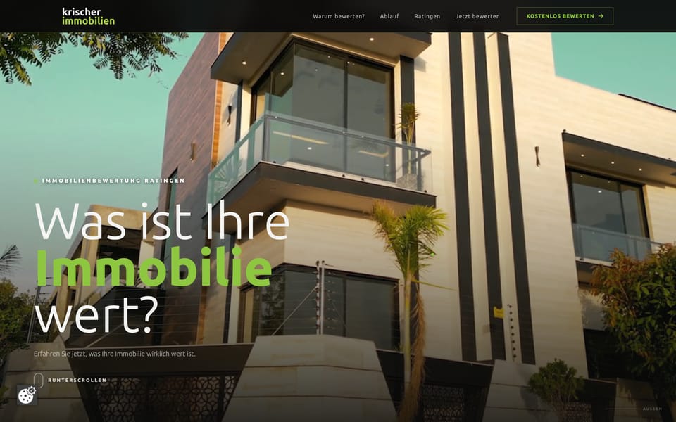 Screenshot der Website Krischer Immobilien Ratingen