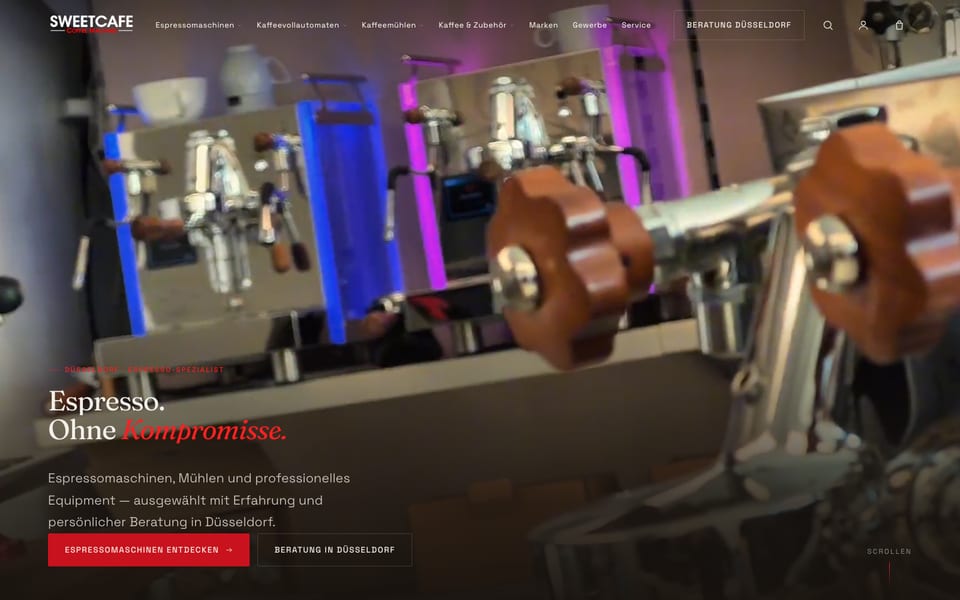 Screenshot des Webshops von SWEETCAFE Düsseldorf