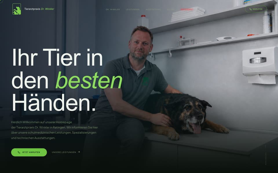 Screenshot der Website Tierarzt Winkler